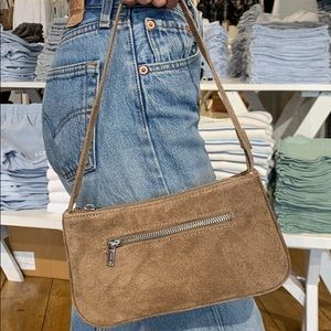 brandy melville brown suede shoulder bag